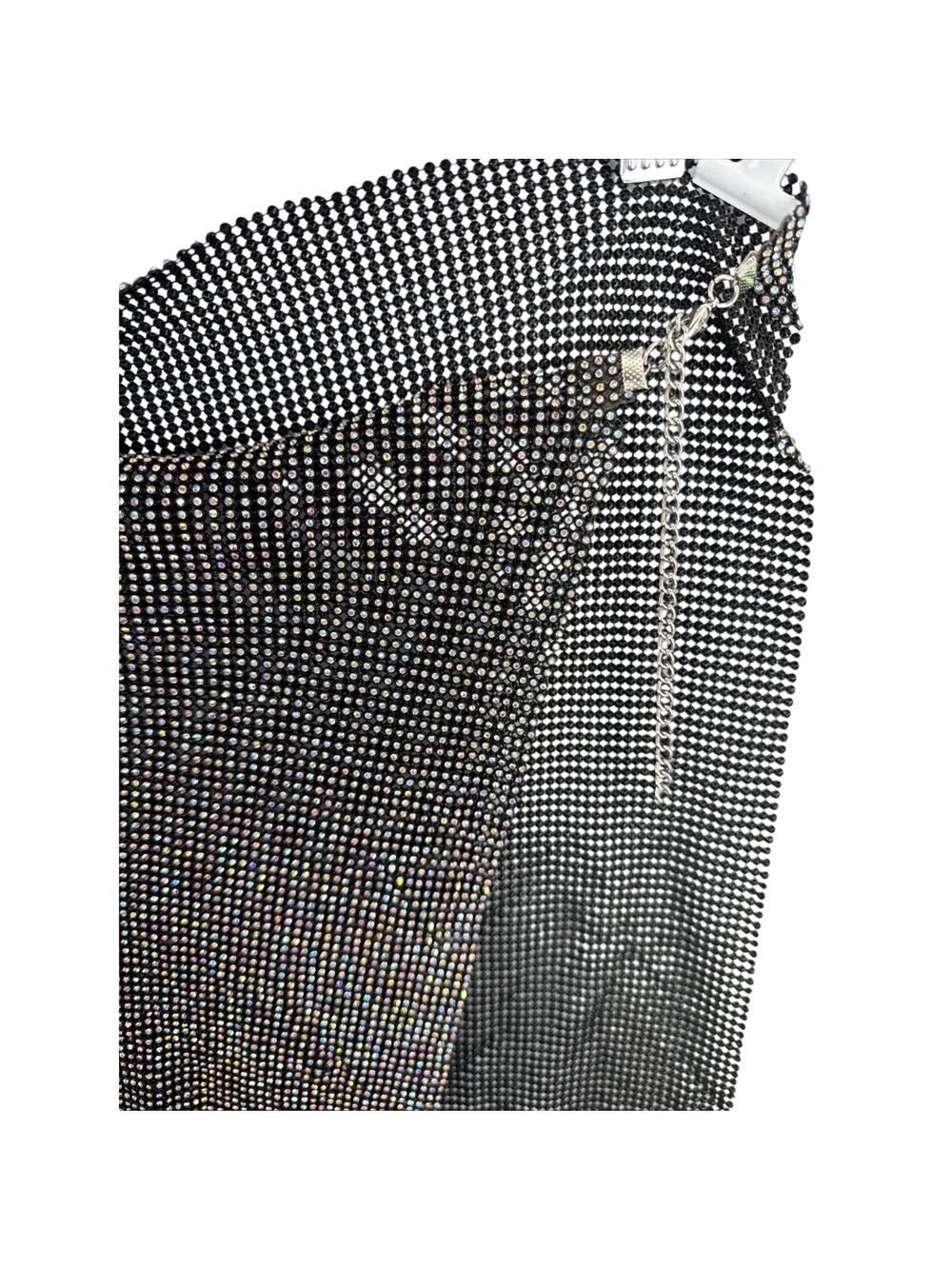 Chain Mesh Skirt Crop Brutalist Party Clubwear Nightwear Sexy Vixen Bombshell